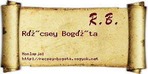 Récsey Bogáta névjegykártya